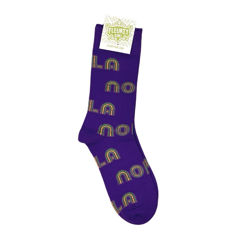 Mardi Gras NOLA Socks, Purple