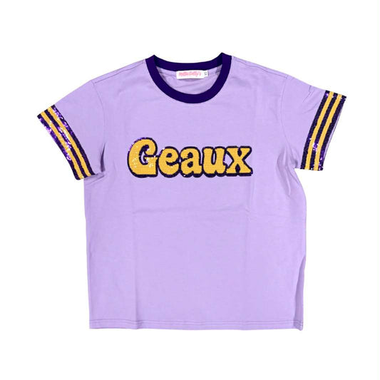 Geaux Sequin Stripe Sleeve Top