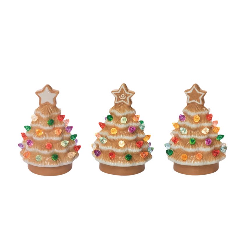 Ceramic Light Up Gingerbread Tree, Mini