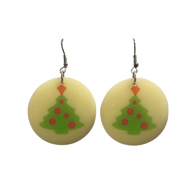 Sugar Cookie Earrings, Christmas Tree