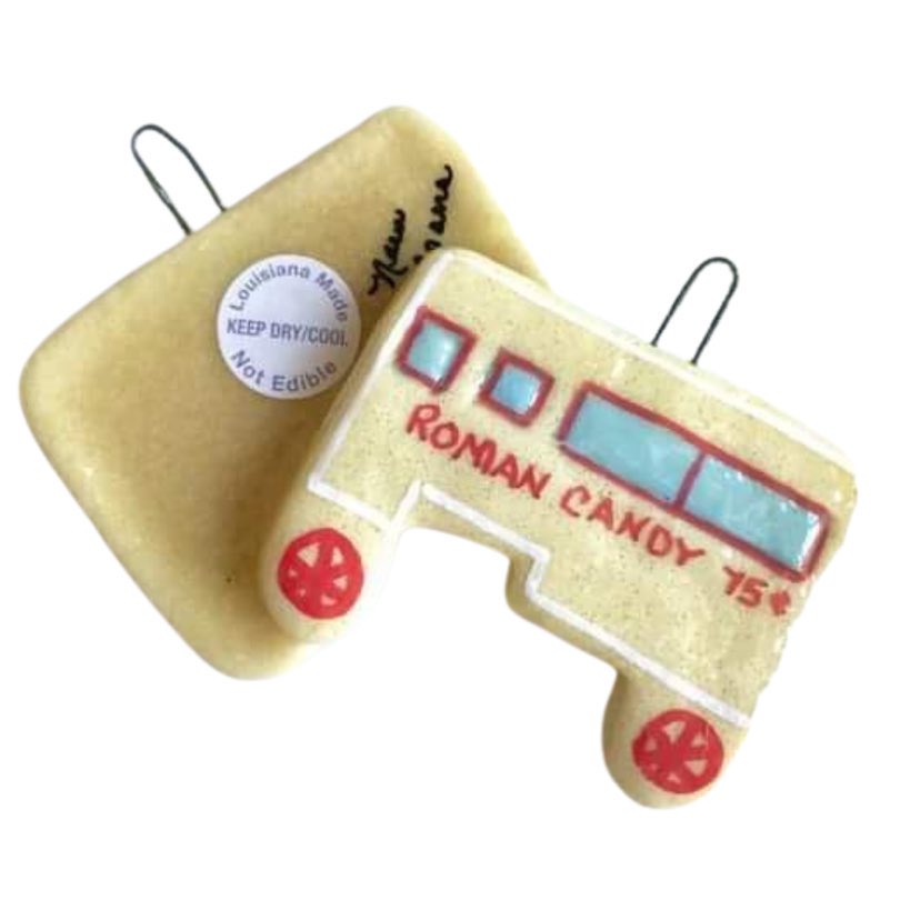 Roman Candy Wagon Salt Dough Ornament