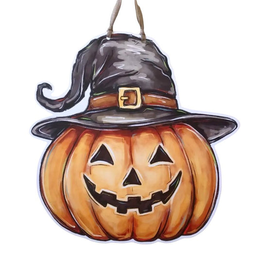 Witch Hat Jack-O-Lantern Door Hanger