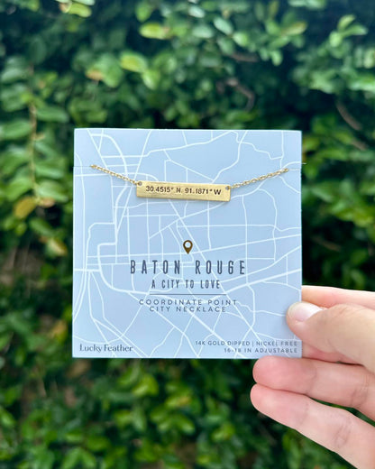 Baton Rouge Coordinates Necklace, Gold