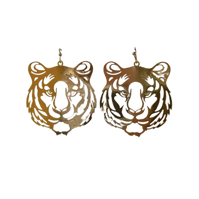 Tiger Filigree Earrings, Gold