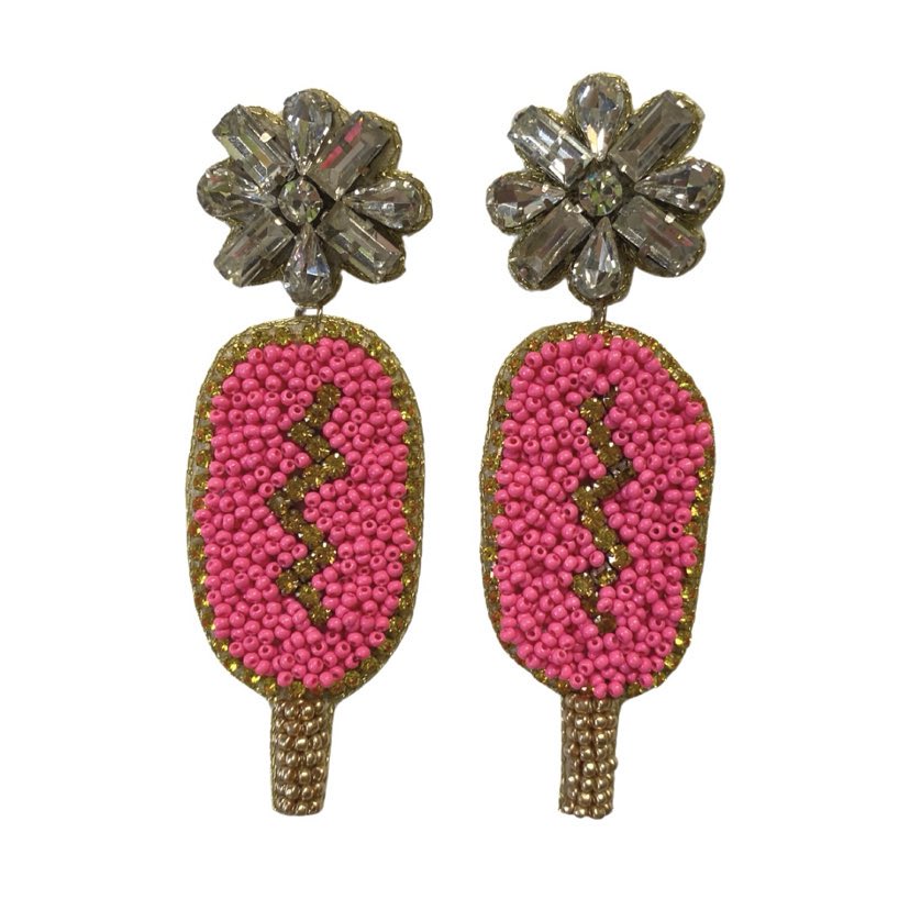 Beaded Pickleball Paddle Earrings