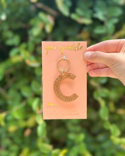 Glitter Initial Key Ring