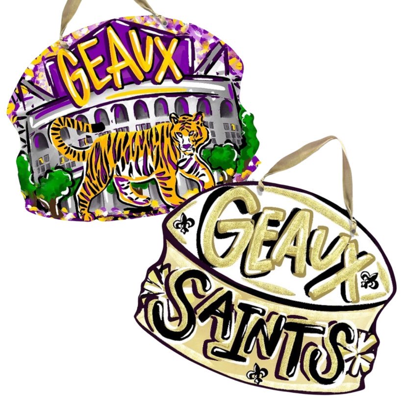 Geaux LSU/Saints Reversible Door Hanger