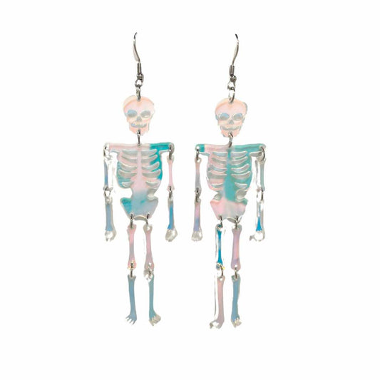 Iridescent Skeleton Dangle Earrings, Acrylic