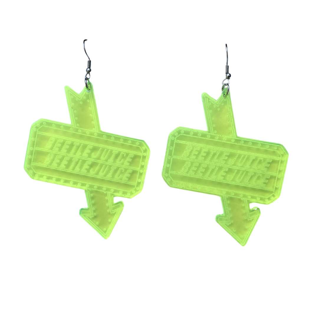 Beetlejuice Neon Sign Earrings