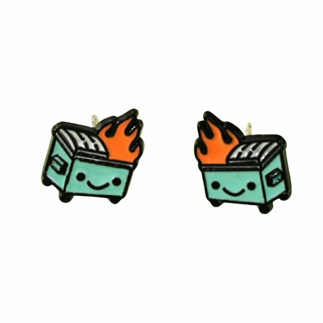 Acrylic Dumpster Fire Stud Earrings