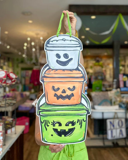 Halloween Retro Buckets Door Hanger