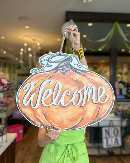 Welcome Pumpkin Door Hanger