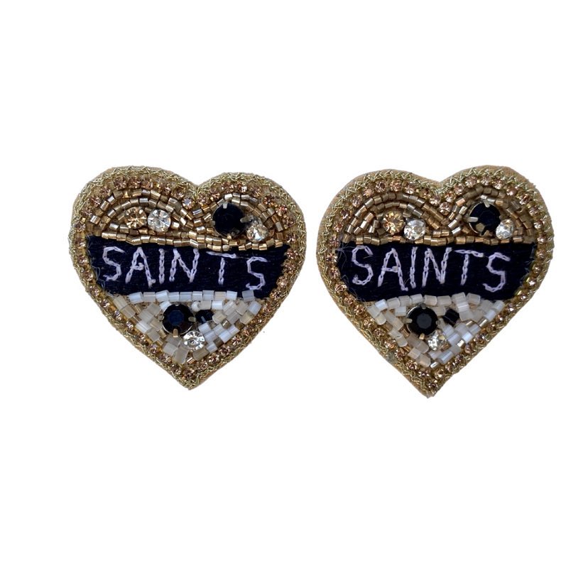 Beaded Heart Earrings, Saints