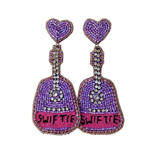 Swiftie Guitar Beaded Earrings