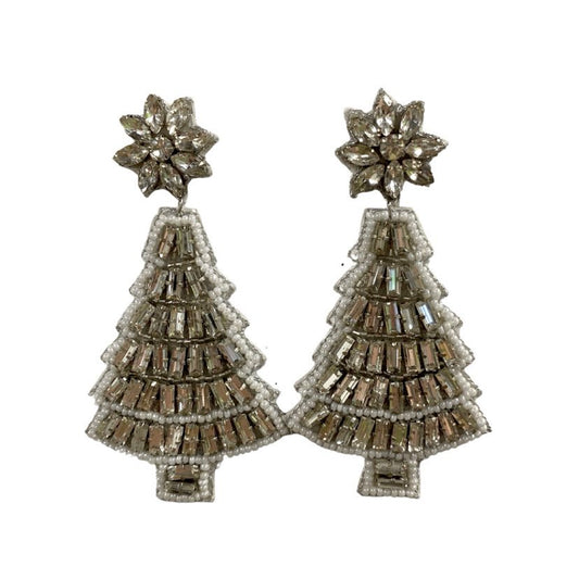 Silver Beaded Tree Earrings