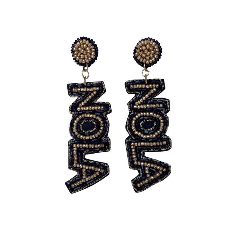 Beaded NOLA Earrings, Black & Gold