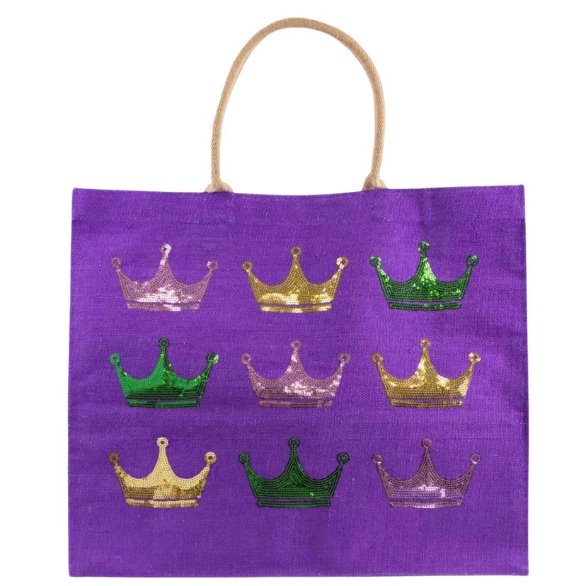 Mardi Gras Sequin Crowns Tote