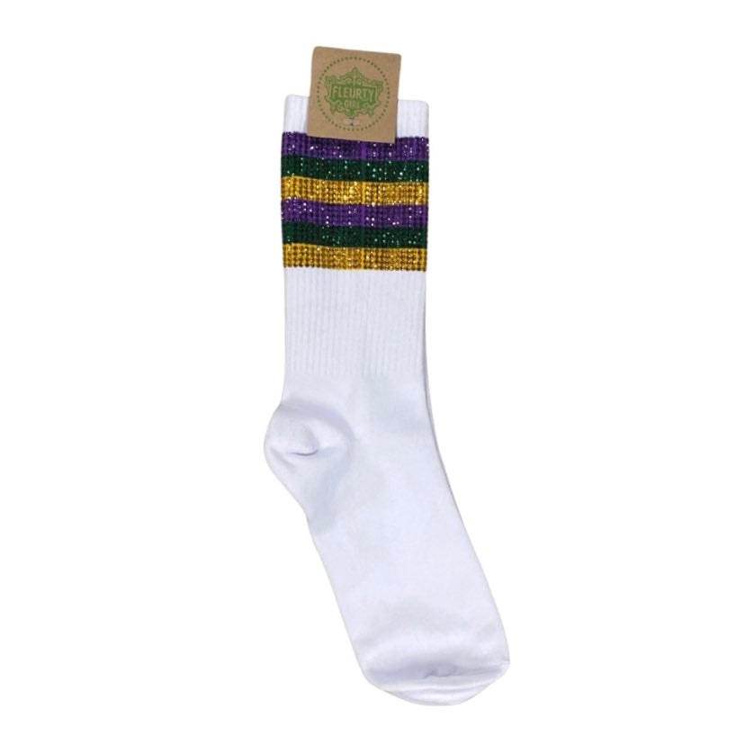 Mardi Gras Sparkle Stripe Socks