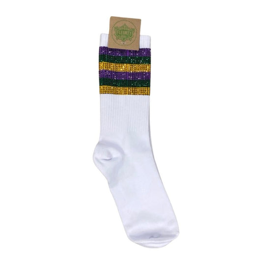 Mardi Gras Sparkle Stripe Socks