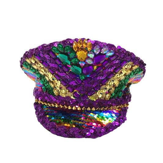 Mardi Gras sequin Captains Hat