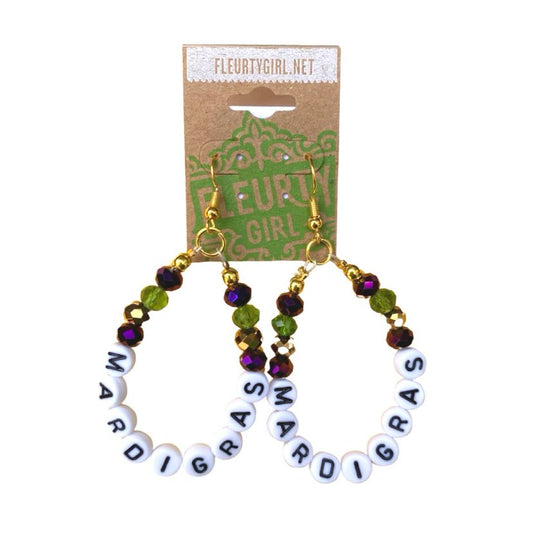 Mardi Gras Charm Teardrop Earrings