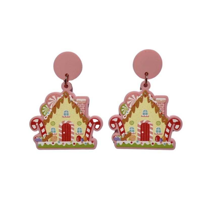 Candyland Gingerbread House Earrings