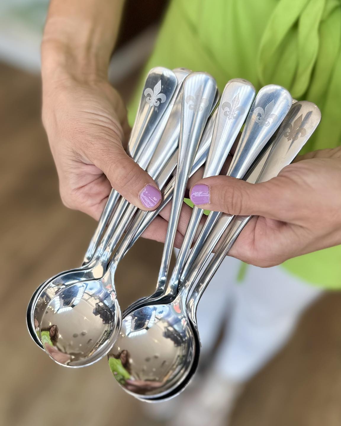 Gumbo Spoon with Laser Engraved Fleur de Lis