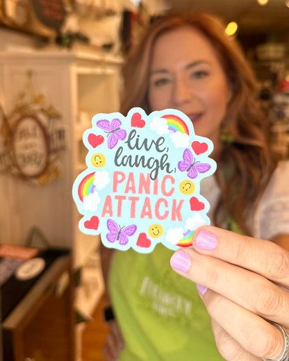 Live Laugh Panic Attack Sticker