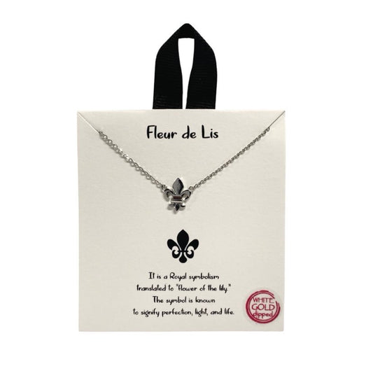 Dainty Fleur de Lis Necklace, Silver