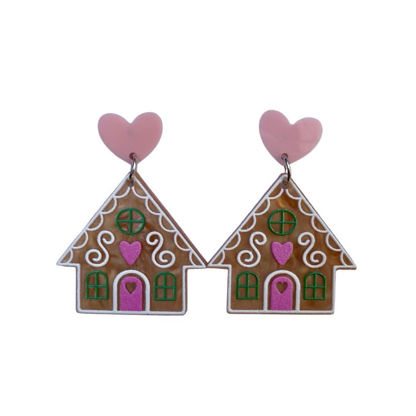 Gingerbread House Acrylic Earrings