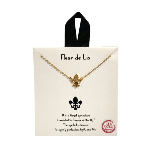 Dainty Fleur de Lis Necklace, Gold