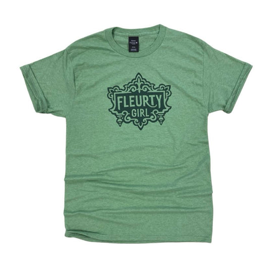 Fleurty Girl Logo Tee, Hunter Green