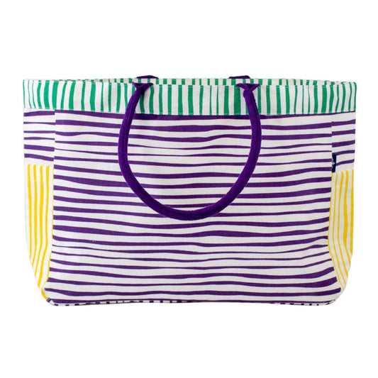 Purple, Green, & Gold Stripe Tote