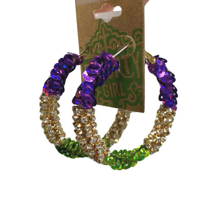 Mardi Gras Sequin Hoop Earrings