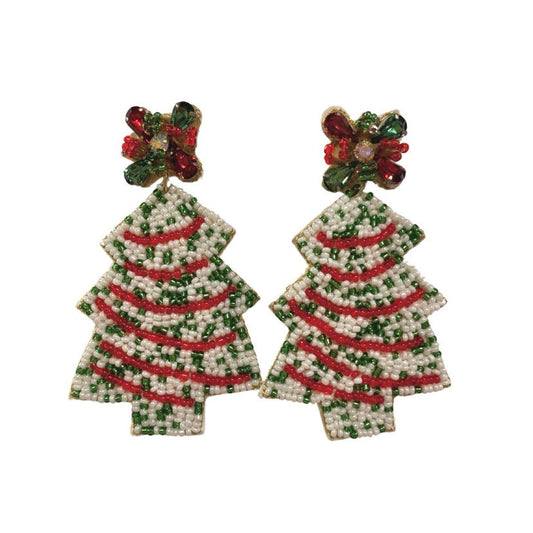 Beaded Holiday Cake Earrings