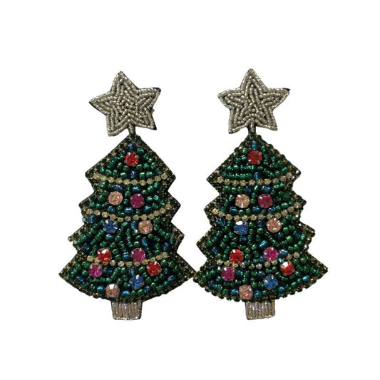 Beaded Christmas Tree Earrings