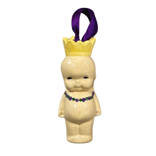 King Cake Baby with Crown Ornament