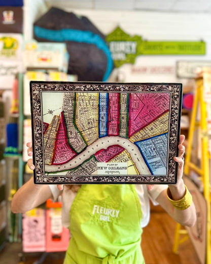 NOLA Map Tempered Glass Cutting Board