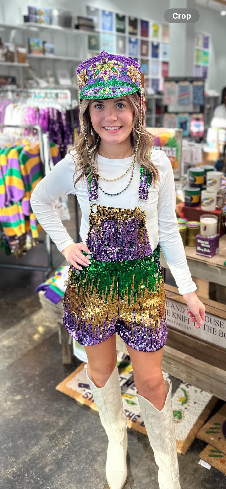 Mardi Gras Sequin Overallls