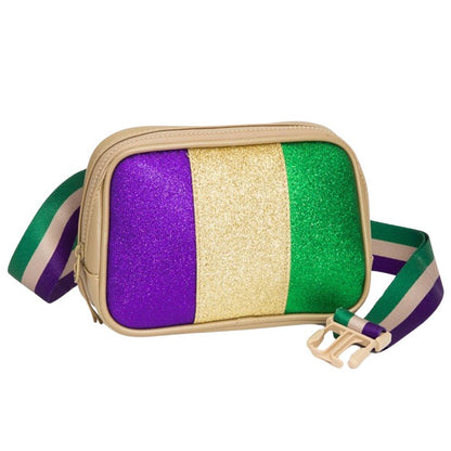 Mardi Gras Sparkle Stripe Belt Bag