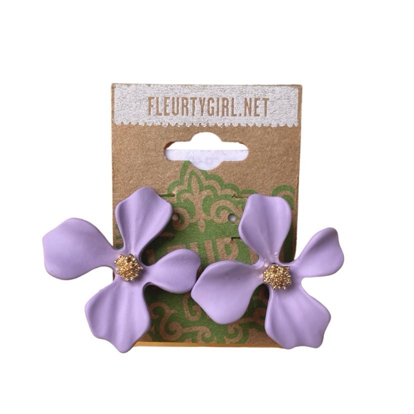 Purple Painted Flower Studs