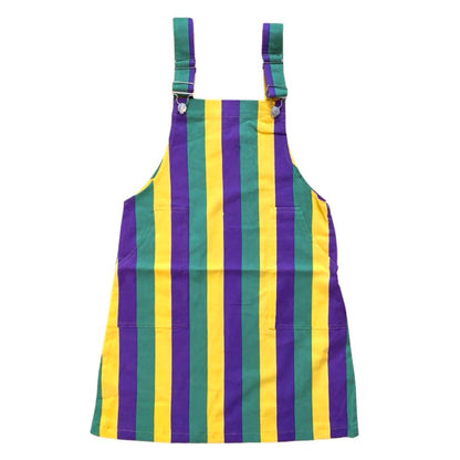 Mardi Gras Striped Overall Dress