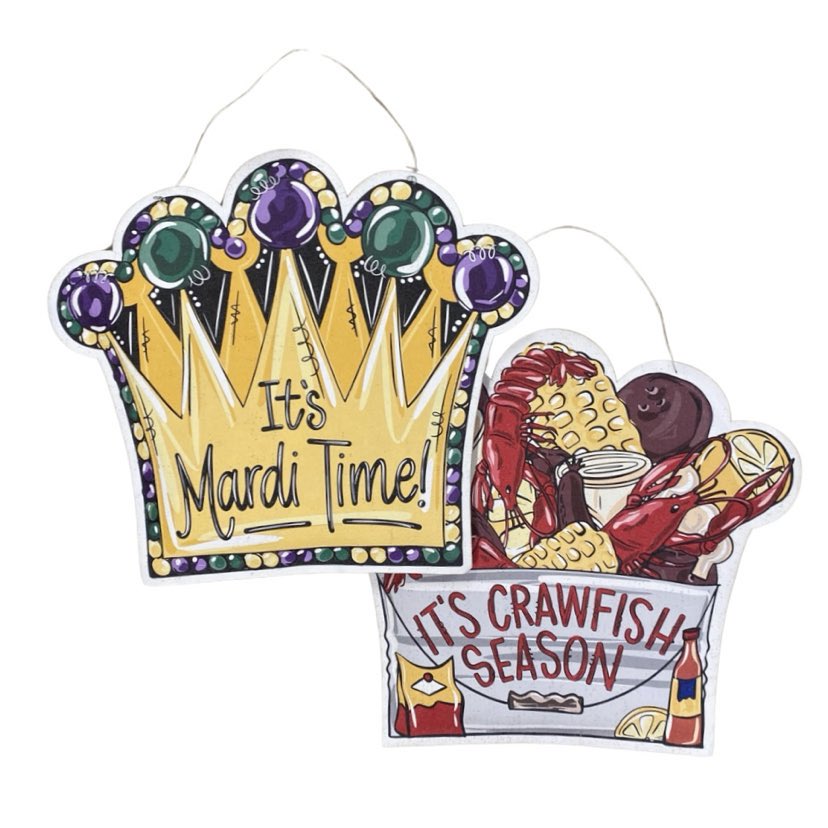 Mardi Time/Crawfish Season Reversible Door Hanger