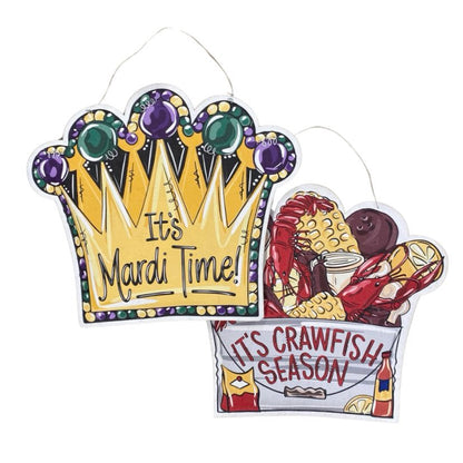 Mardi Time/Crawfish Season Reversible Door Hanger