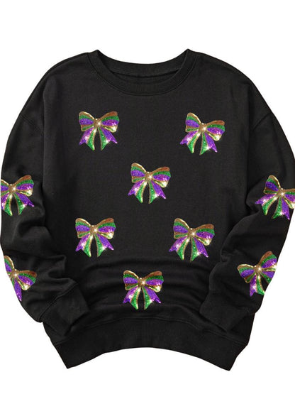 Mardi Gras Sequin Bows Sweatshirt