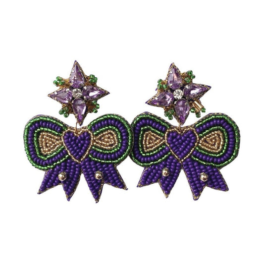 Mardi Gras Beaded Coquette Earrings