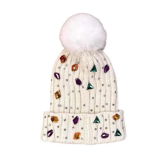 Mardi Gras Gem Stone Beanie