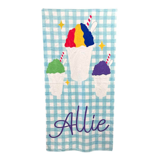 Custom Gingham Snoball Beach Towel