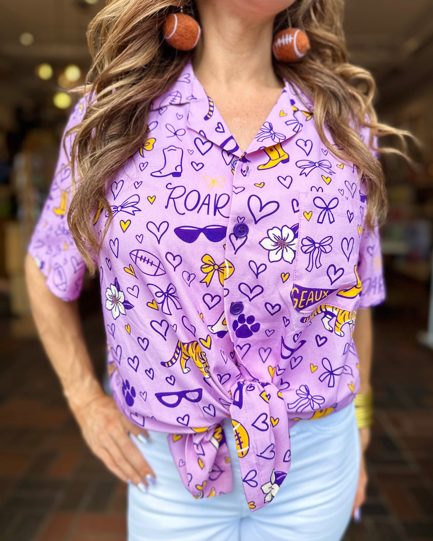 Geaux Icons Purple Button Down