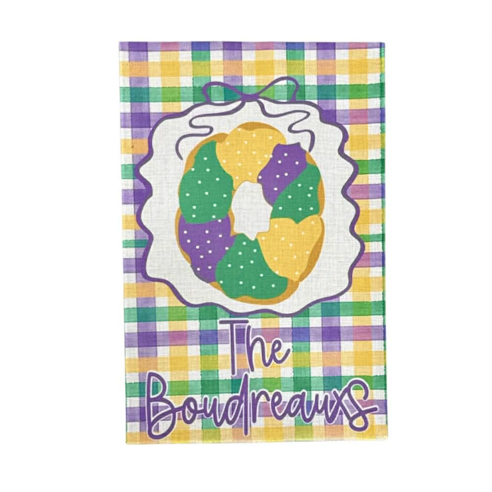 Custom Mardi Gras Plaid Flag
